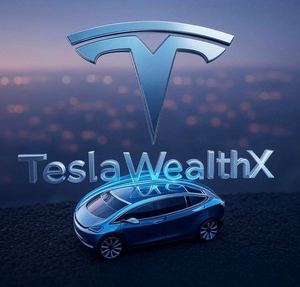 Teslawealthx Logo with Car